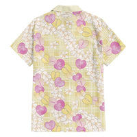 Anthurium Plumeria Lei Pastel Family Matching Tank Maxi Dress and Hawaiian Shirt Yellow Hawaiian Splendid Palaka LT01 - Polynesian Pride