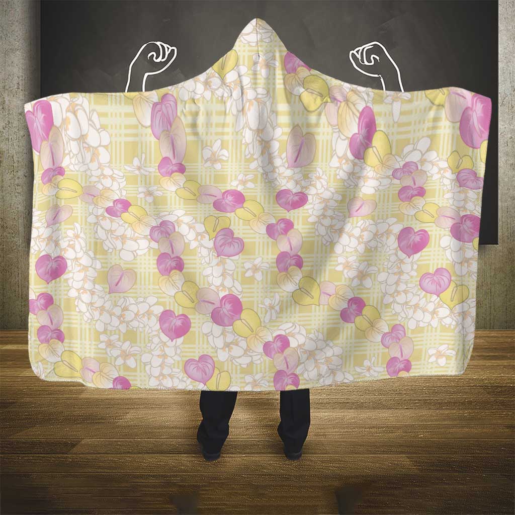 Anthurium Plumeria Lei Pastel Hooded Blanket Yellow Hawaiian Splendid Palaka