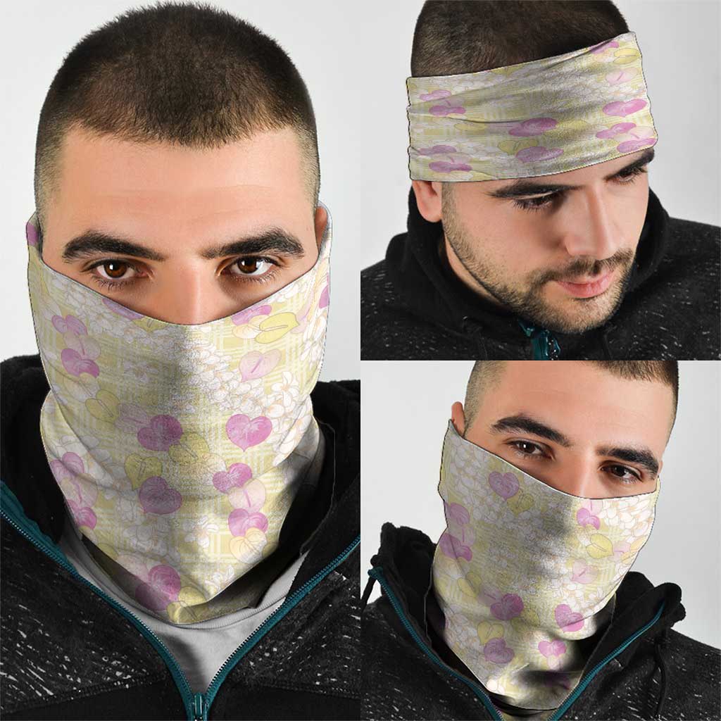 Anthurium Plumeria Lei Pastel Neck Gaiter Yellow Hawaiian Splendid Palaka