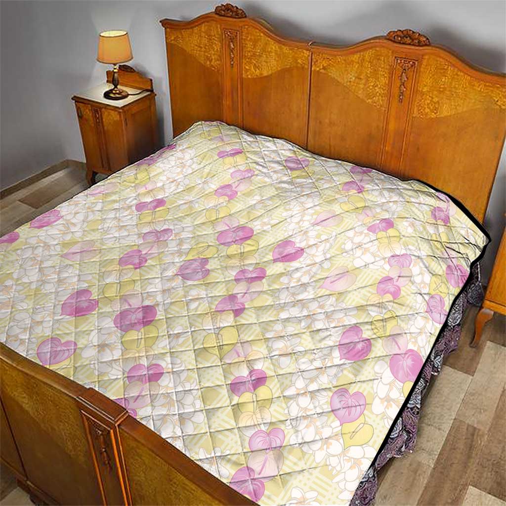 Anthurium Plumeria Lei Pastel Quilt Yellow Hawaiian Splendid Palaka