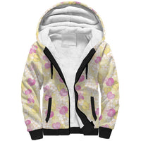 Anthurium Plumeria Lei Pastel Sherpa Hoodie Yellow Hawaiian Splendid Palaka