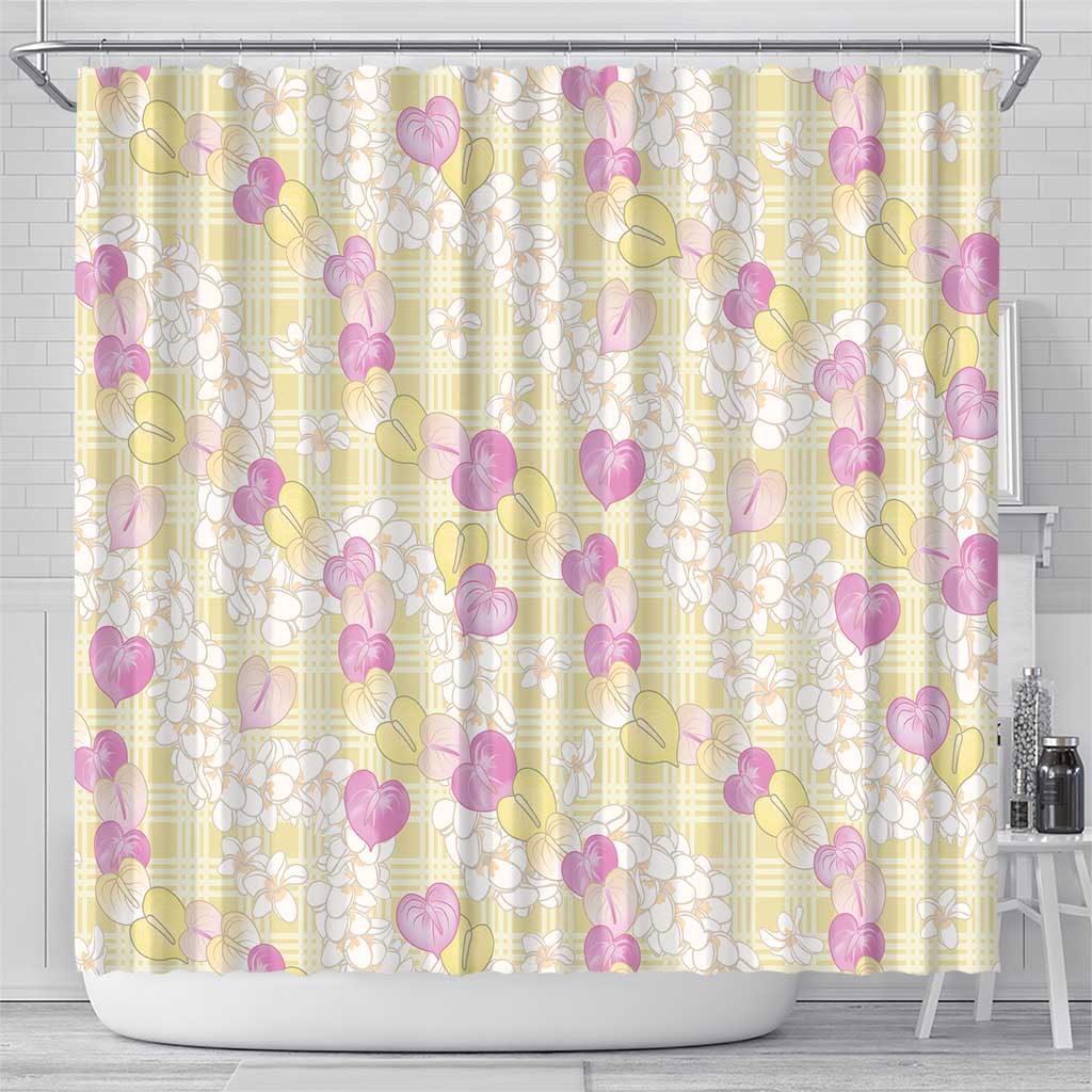 Anthurium Plumeria Lei Pastel Shower Curtain Yellow Hawaiian Splendid Palaka