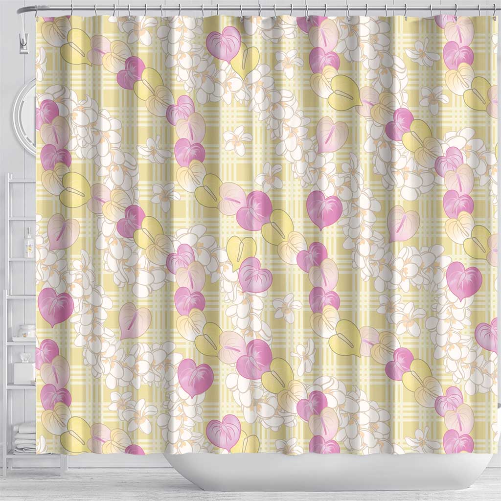 Anthurium Plumeria Lei Pastel Shower Curtain Yellow Hawaiian Splendid Palaka