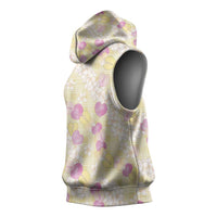 Anthurium Plumeria Lei Pastel Sleeveless Hoodie Yellow Hawaiian Splendid Palaka LT01 - Polynesian Pride