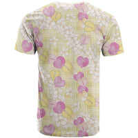 Anthurium Plumeria Lei Pastel T Shirt Yellow Hawaiian Splendid Palaka