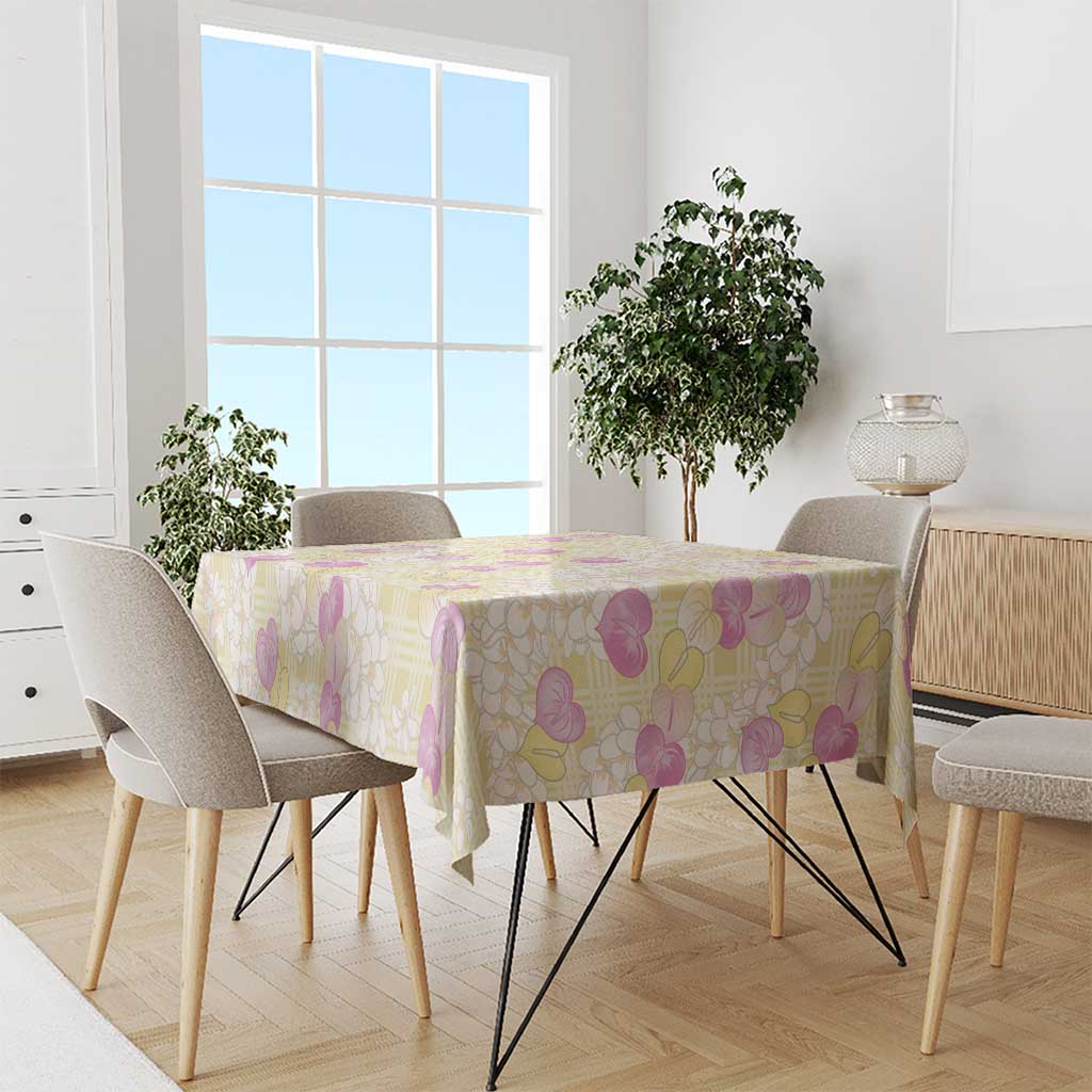 Anthurium Plumeria Lei Pastel Tablecloth Yellow Hawaiian Splendid Palaka