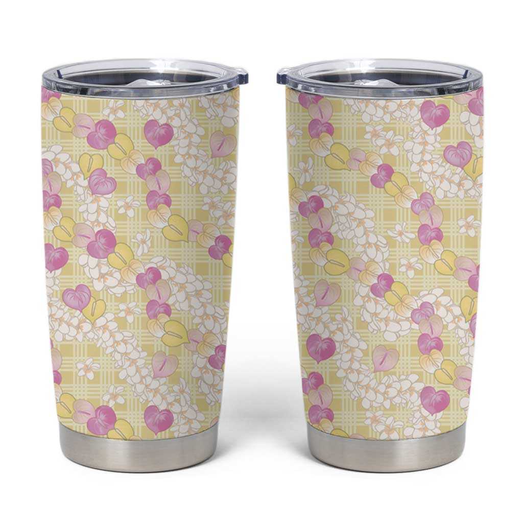 Anthurium Plumeria Lei Pastel Tumbler Cup Yellow Hawaiian Splendid Palaka
