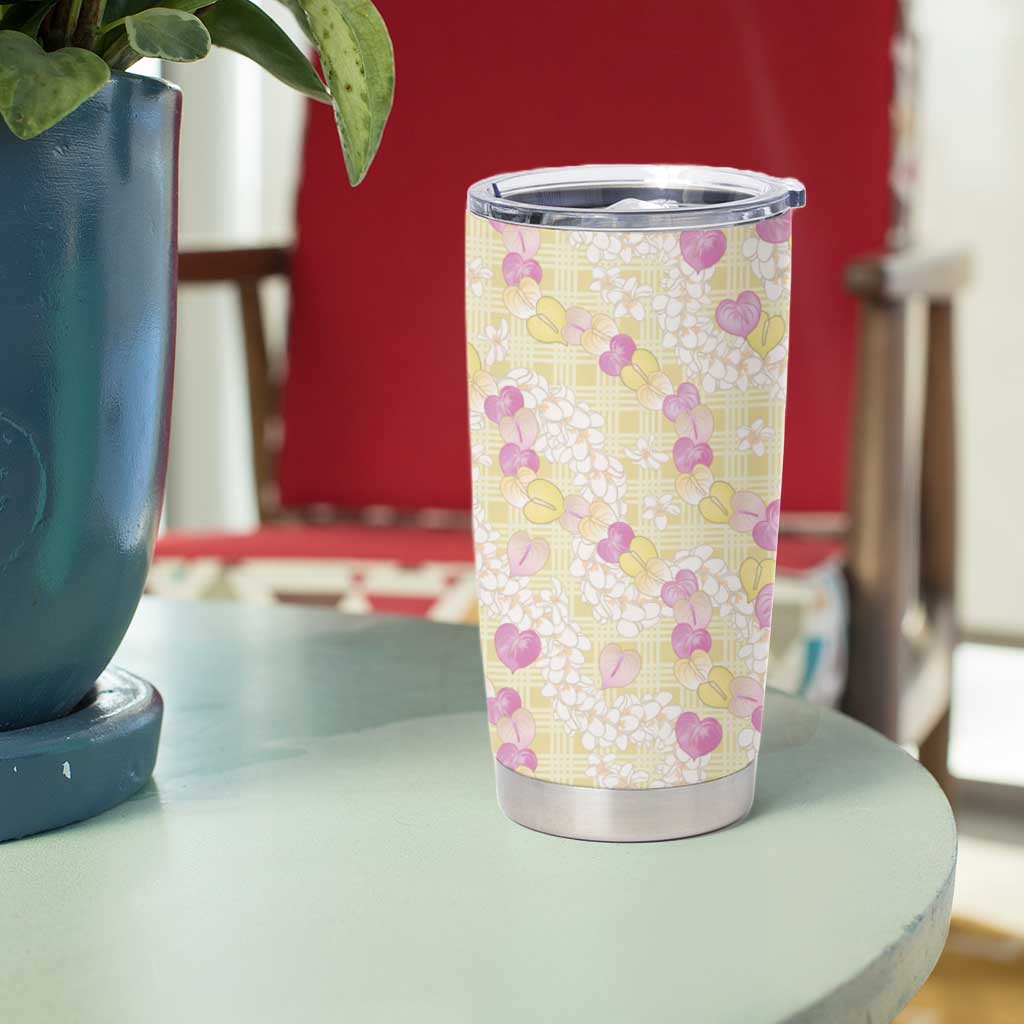 Anthurium Plumeria Lei Pastel Tumbler Cup Yellow Hawaiian Splendid Palaka