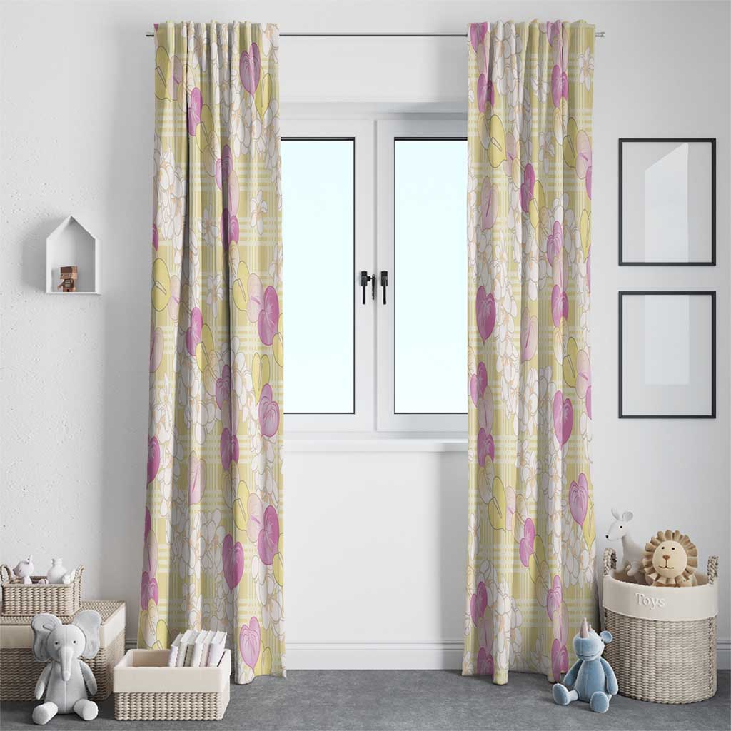 Anthurium Plumeria Lei Pastel Window Curtain Yellow Hawaiian Splendid Palaka