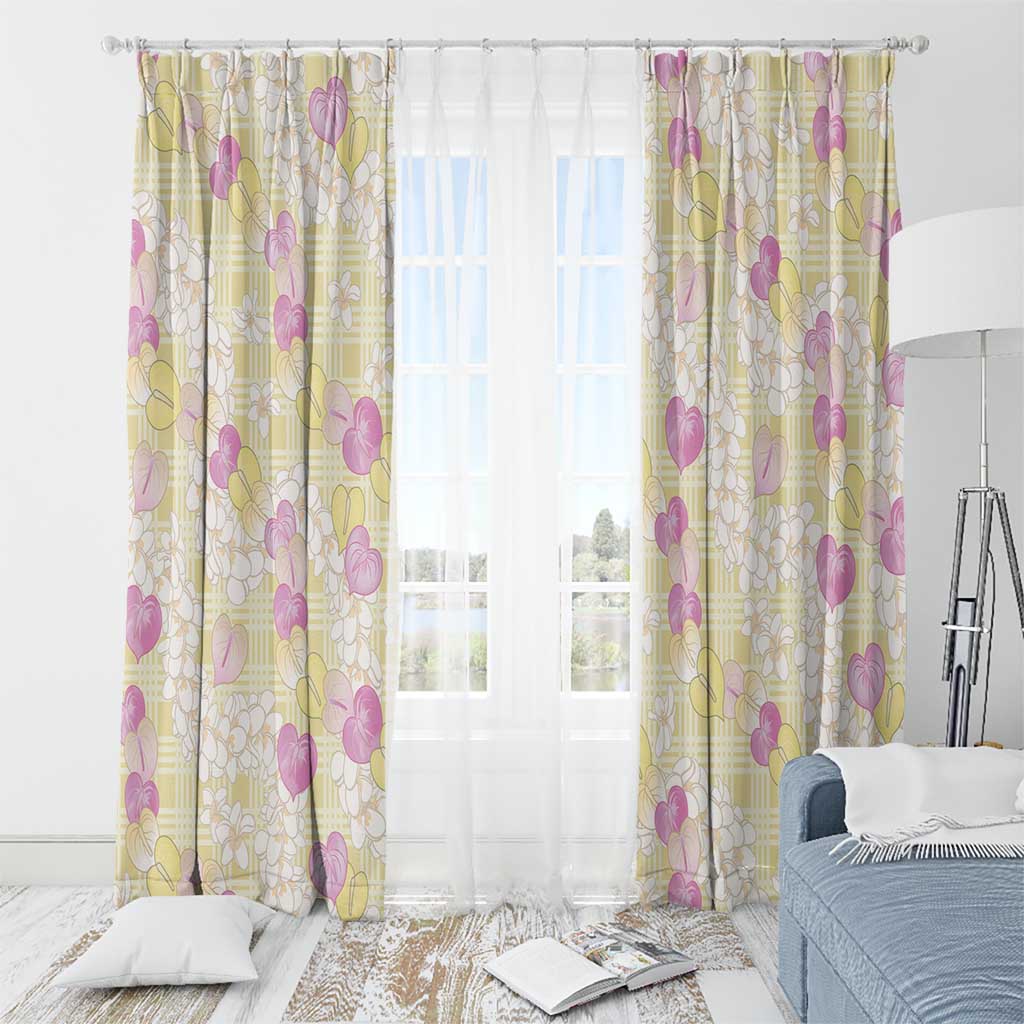 Anthurium Plumeria Lei Pastel Window Curtain Yellow Hawaiian Splendid Palaka