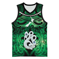 Personalised Maori Matariki Manaia Kakariki Basketball Jersey Maori Kowhaiwhai Pattern Galaxy