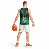 Personalised Maori Matariki Manaia Kakariki Basketball Jersey Maori Kowhaiwhai Pattern Galaxy