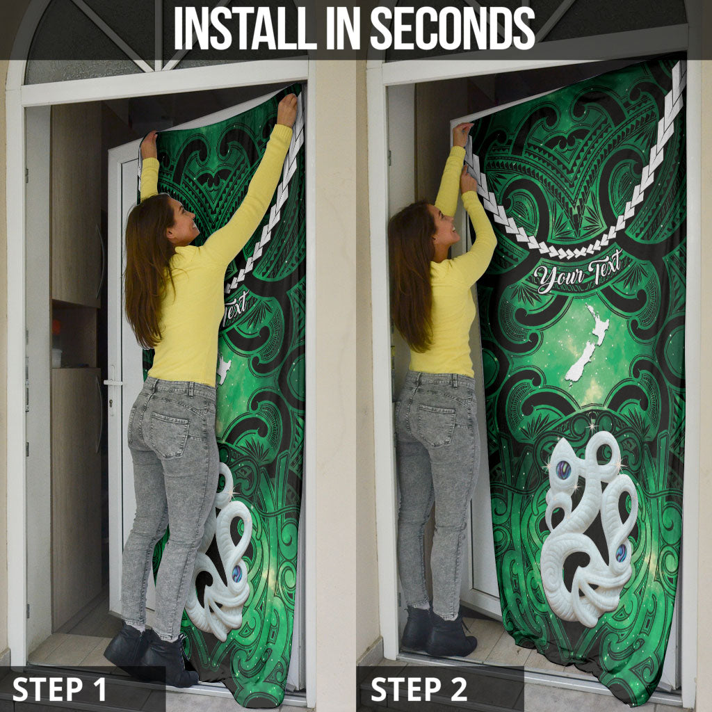 Personalised Maori Matariki Manaia Kakariki Door Cover Maori Kowhaiwhai Pattern Galaxy