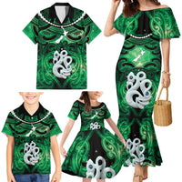Personalised Maori Matariki Manaia Kakariki Family Matching Mermaid Dress and Hawaiian Shirt Maori Kowhaiwhai Pattern Galaxy LT01 - Polynesian Pride