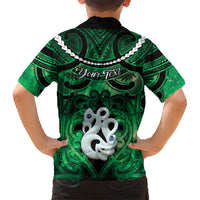 Personalised Maori Matariki Manaia Kakariki Family Matching Short Sleeve Bodycon Dress and Hawaiian Shirt Maori Kowhaiwhai Pattern Galaxy LT01 - Polynesian Pride