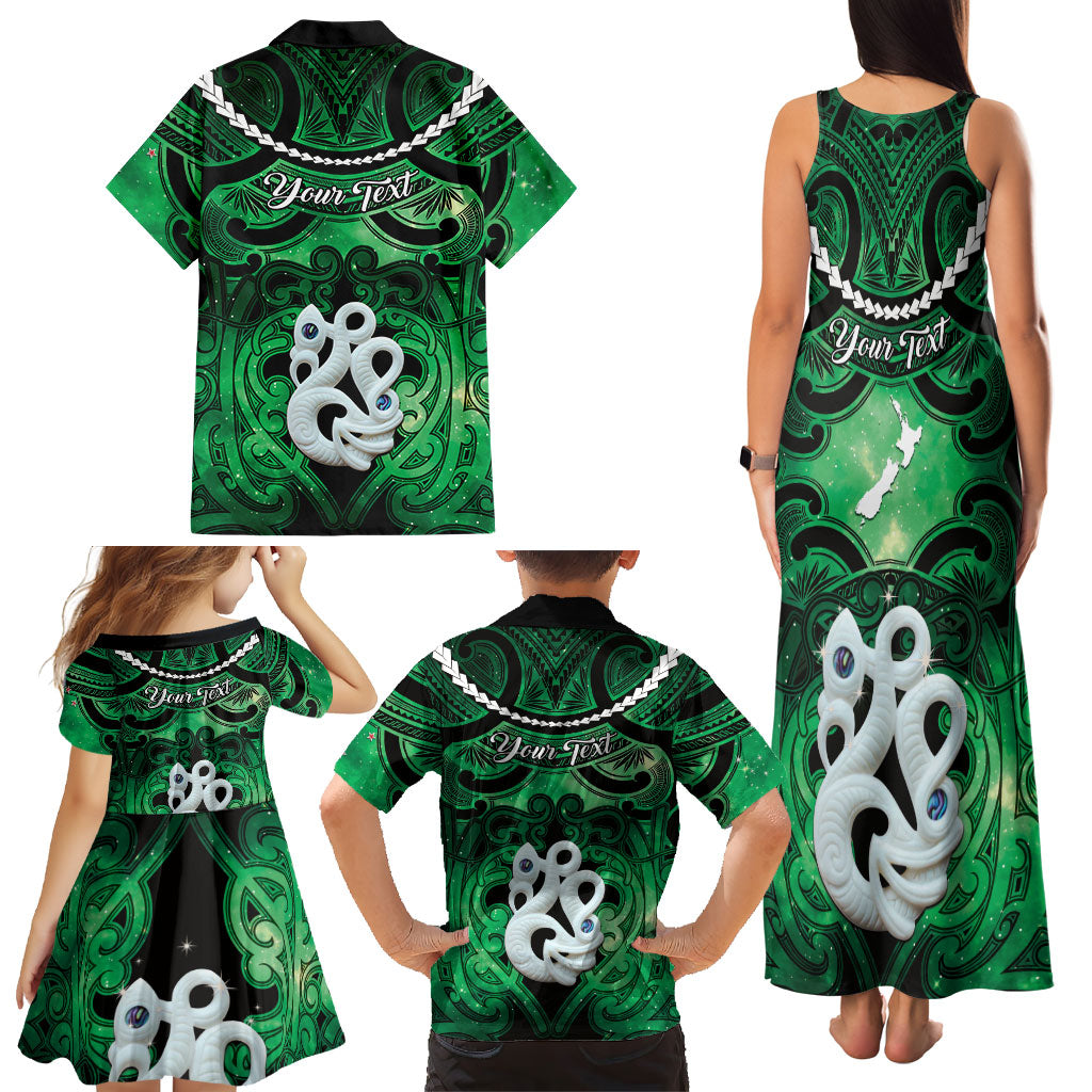 Personalised Maori Matariki Manaia Kakariki Family Matching Tank Maxi Dress and Hawaiian Shirt Maori Kowhaiwhai Pattern Galaxy LT01 - Polynesian Pride
