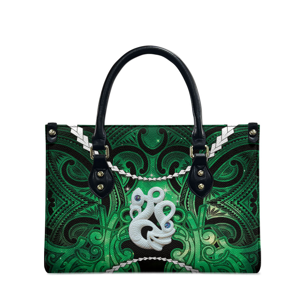 Maori Matariki Manaia Kakariki Leather Bag Maori Kowhaiwhai Pattern Galaxy