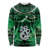 Personalised Maori Matariki Manaia Kakariki Long Sleeve Shirt Maori Kowhaiwhai Pattern Galaxy