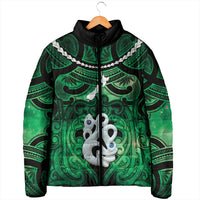 Personalised Maori Matariki Manaia Kakariki Padded Jacket Maori Kowhaiwhai Pattern Galaxy