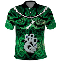 Personalised Maori Matariki Manaia Kakariki Polo Shirt Maori Kowhaiwhai Pattern Galaxy