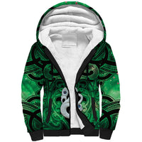 Personalised Maori Matariki Manaia Kakariki Sherpa Hoodie Maori Kowhaiwhai Pattern Galaxy