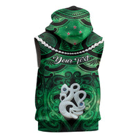 Personalised Maori Matariki Manaia Kakariki Sleeveless Hoodie Maori Kowhaiwhai Pattern Galaxy