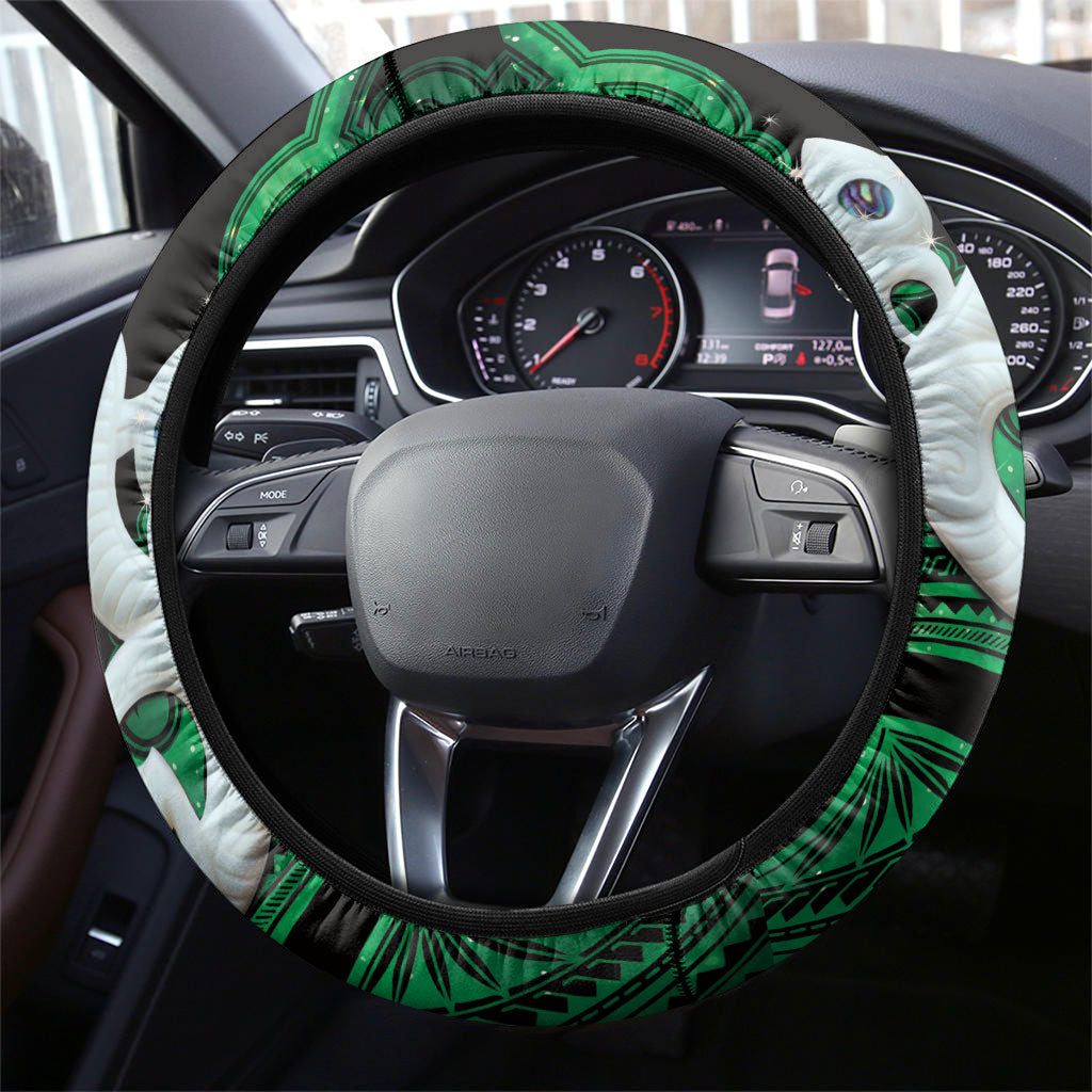 Maori Matariki Manaia Kakariki Steering Wheel Cover Maori Kowhaiwhai Pattern Galaxy