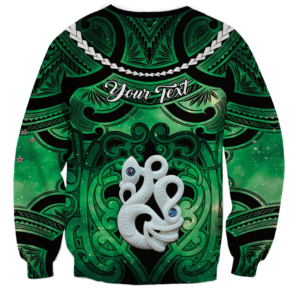 Personalised Maori Matariki Manaia Kakariki Sweatshirt Maori Kowhaiwhai Pattern Galaxy