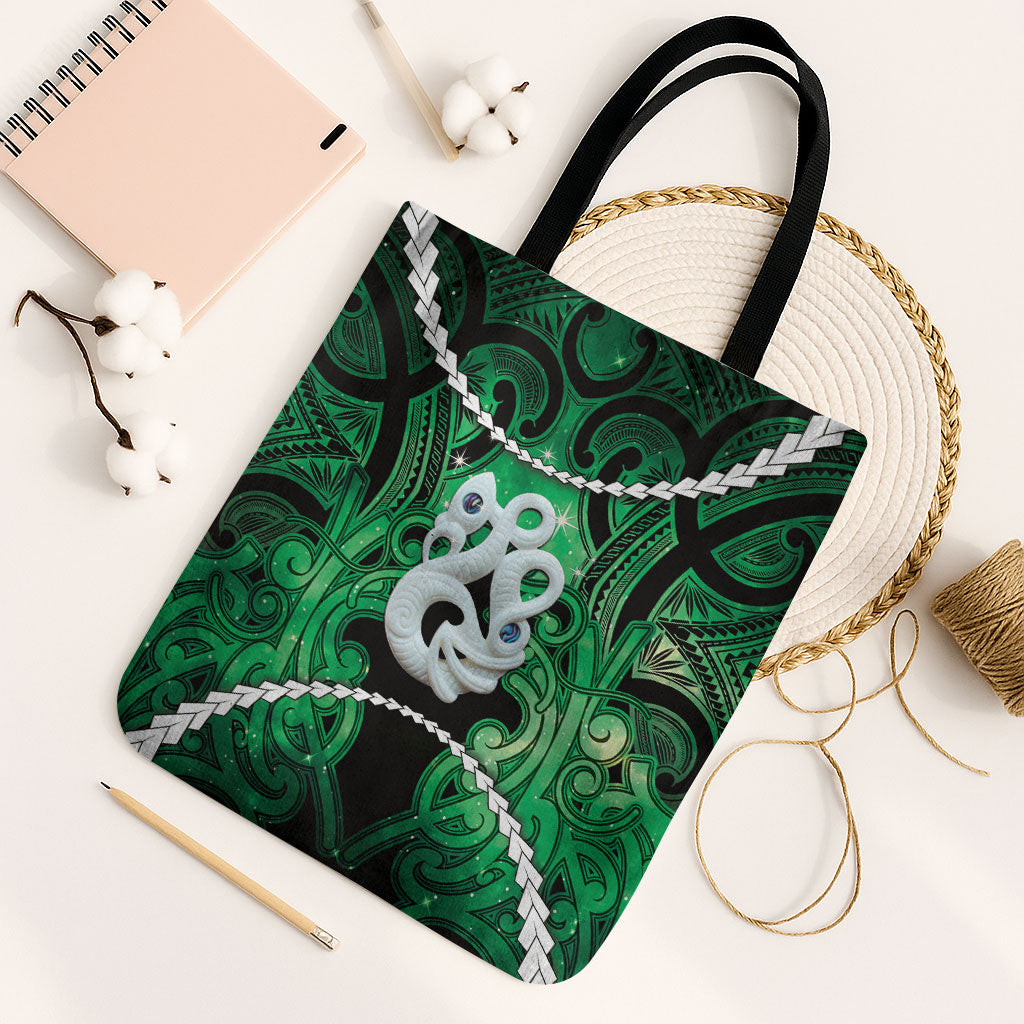Maori Matariki Manaia Kakariki Tote Bag Maori Kowhaiwhai Pattern Galaxy