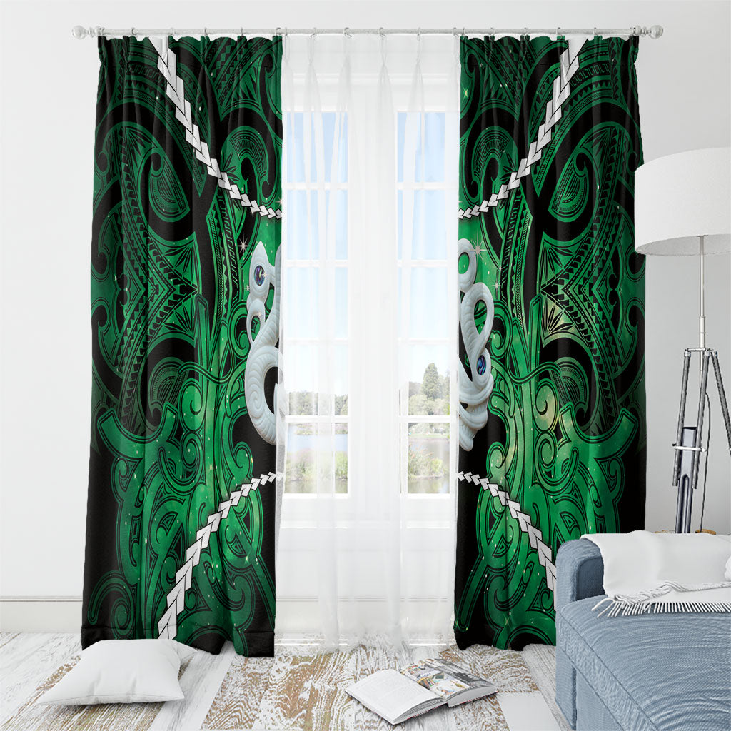 Maori Matariki Manaia Kakariki Window Curtain Maori Kowhaiwhai Pattern Galaxy