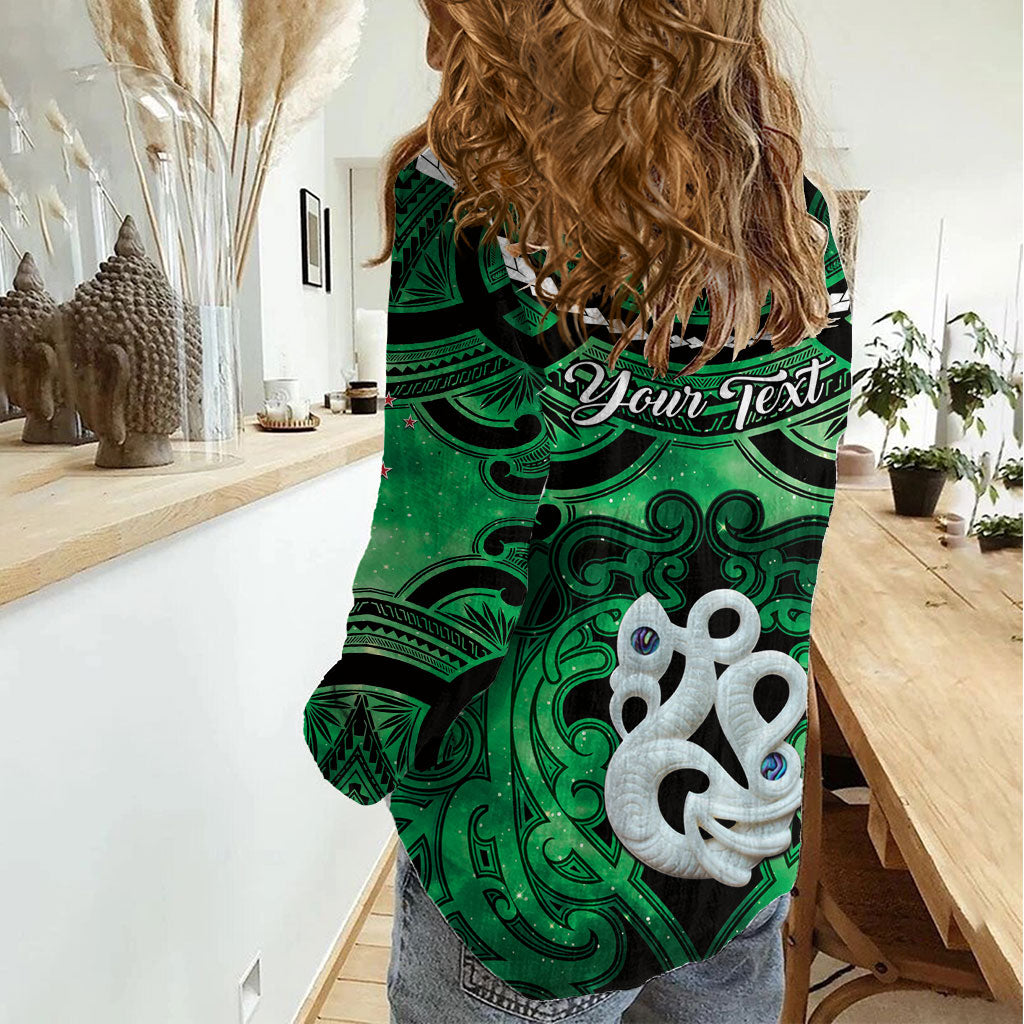 Personalised Maori Matariki Manaia Kakariki Women Casual Shirt Maori Kowhaiwhai Pattern Galaxy