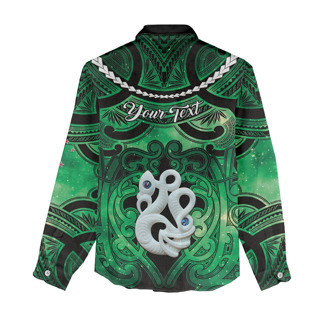 Personalised Maori Matariki Manaia Kakariki Women Casual Shirt Maori Kowhaiwhai Pattern Galaxy