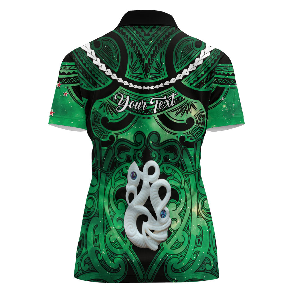 Personalised Maori Matariki Manaia Kakariki Women Polo Shirt Maori Kowhaiwhai Pattern Galaxy
