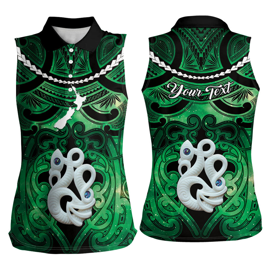 Personalised Maori Matariki Manaia Kakariki Women Sleeveless Polo Shirt Maori Kowhaiwhai Pattern Galaxy