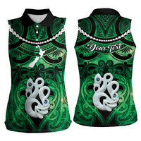 Personalised Maori Matariki Manaia Kakariki Women Sleeveless Polo Shirt Maori Kowhaiwhai Pattern Galaxy
