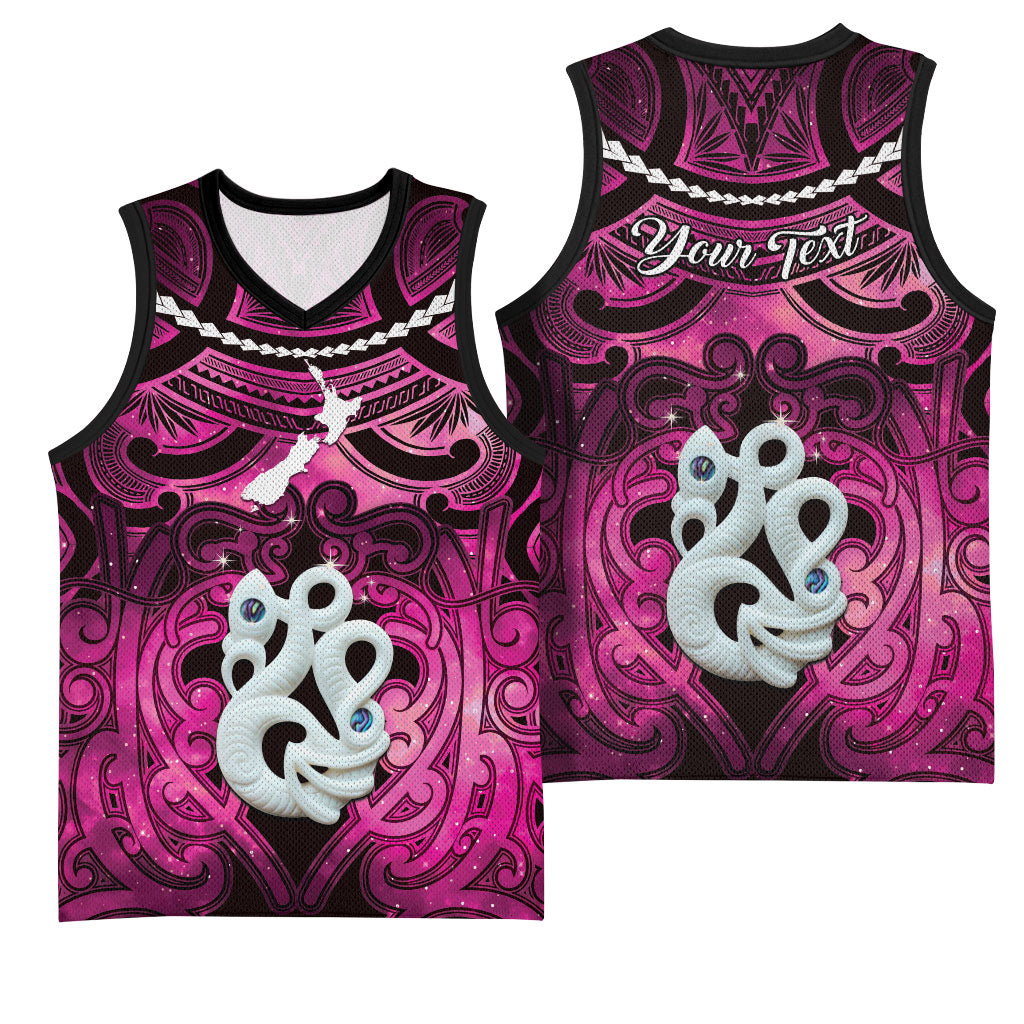 Personalised Maori Matariki Manaia Mawhero Basketball Jersey Maori Kowhaiwhai Pattern Galaxy