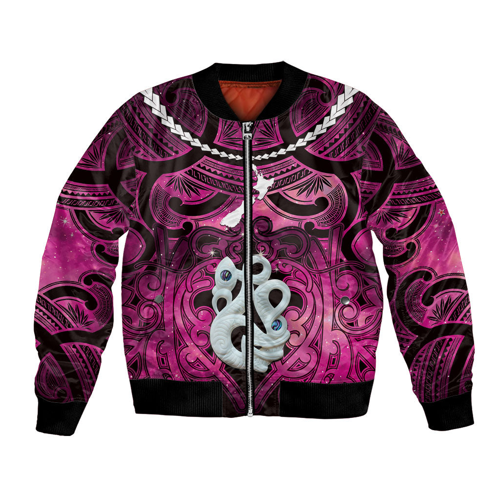 Personalised Maori Matariki Manaia Mawhero Bomber Jacket Maori Kowhaiwhai Pattern Galaxy