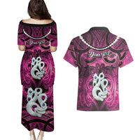 Personalised Maori Matariki Manaia Mawhero Couples Matching Puletasi and Hawaiian Shirt Maori Kowhaiwhai Pattern Galaxy