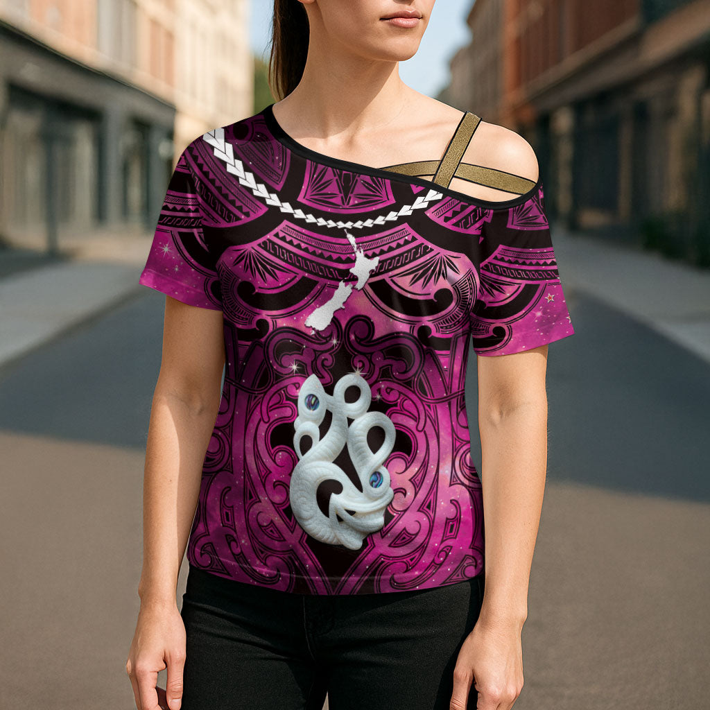 Personalised Maori Matariki Manaia Mawhero Cross Shoulder Shirt Maori Kowhaiwhai Pattern Galaxy