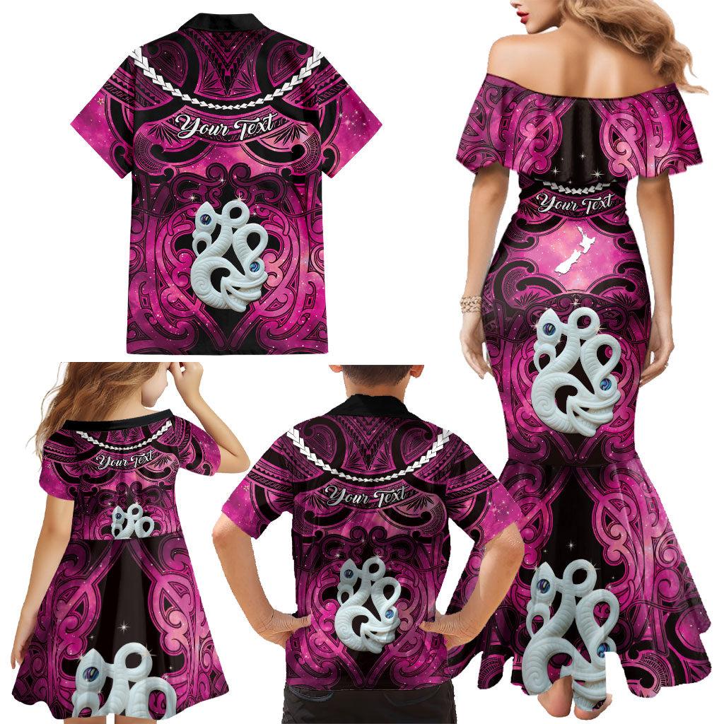 Personalised Maori Matariki Manaia Mawhero Family Matching Mermaid Dress and Hawaiian Shirt Maori Kowhaiwhai Pattern Galaxy LT01 - Polynesian Pride