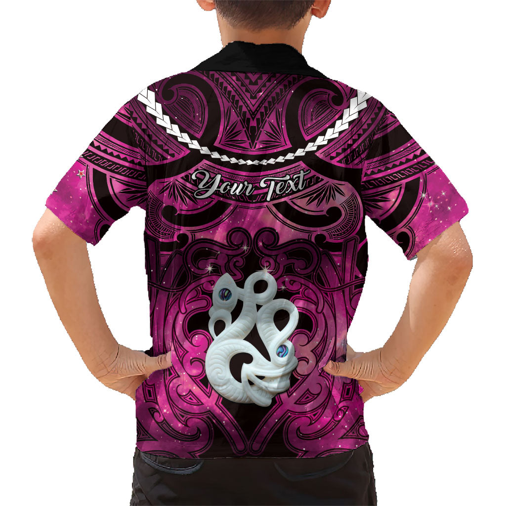 Personalised Maori Matariki Manaia Mawhero Family Matching Off Shoulder Maxi Dress and Hawaiian Shirt Maori Kowhaiwhai Pattern Galaxy LT01 - Polynesian Pride