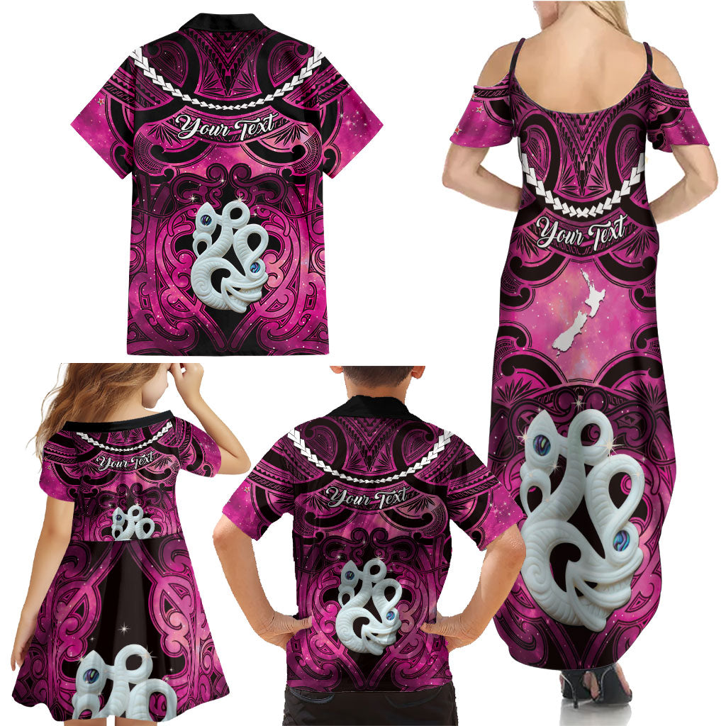 Personalised Maori Matariki Manaia Mawhero Family Matching Summer Maxi Dress and Hawaiian Shirt Maori Kowhaiwhai Pattern Galaxy LT01 - Polynesian Pride
