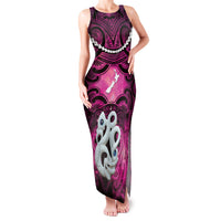 Personalised Maori Matariki Manaia Mawhero Family Matching Tank Maxi Dress and Hawaiian Shirt Maori Kowhaiwhai Pattern Galaxy LT01 Mom's Dress Pink - Polynesian Pride