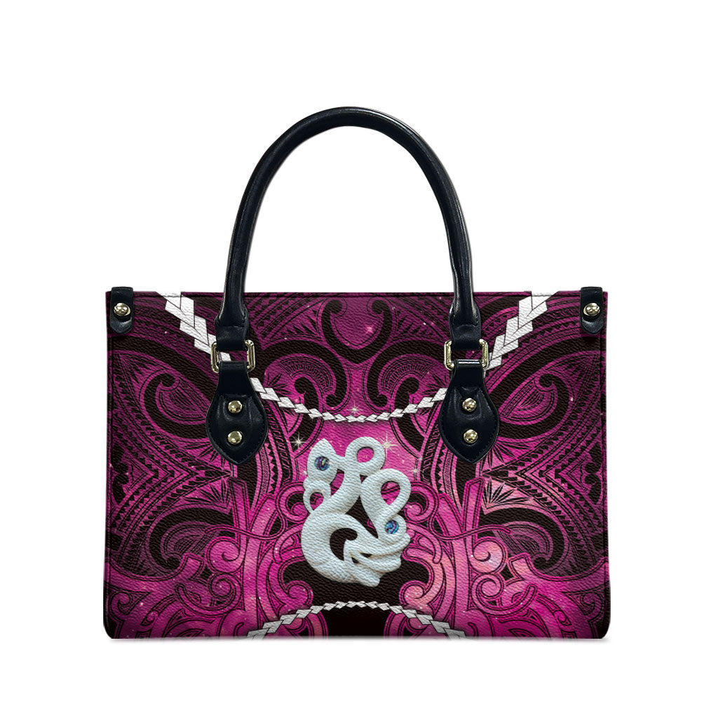 Maori Matariki Manaia Mawhero Leather Bag Maori Kowhaiwhai Pattern Galaxy