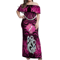Personalised Maori Matariki Manaia Mawhero Off Shoulder Maxi Dress Maori Kowhaiwhai Pattern Galaxy