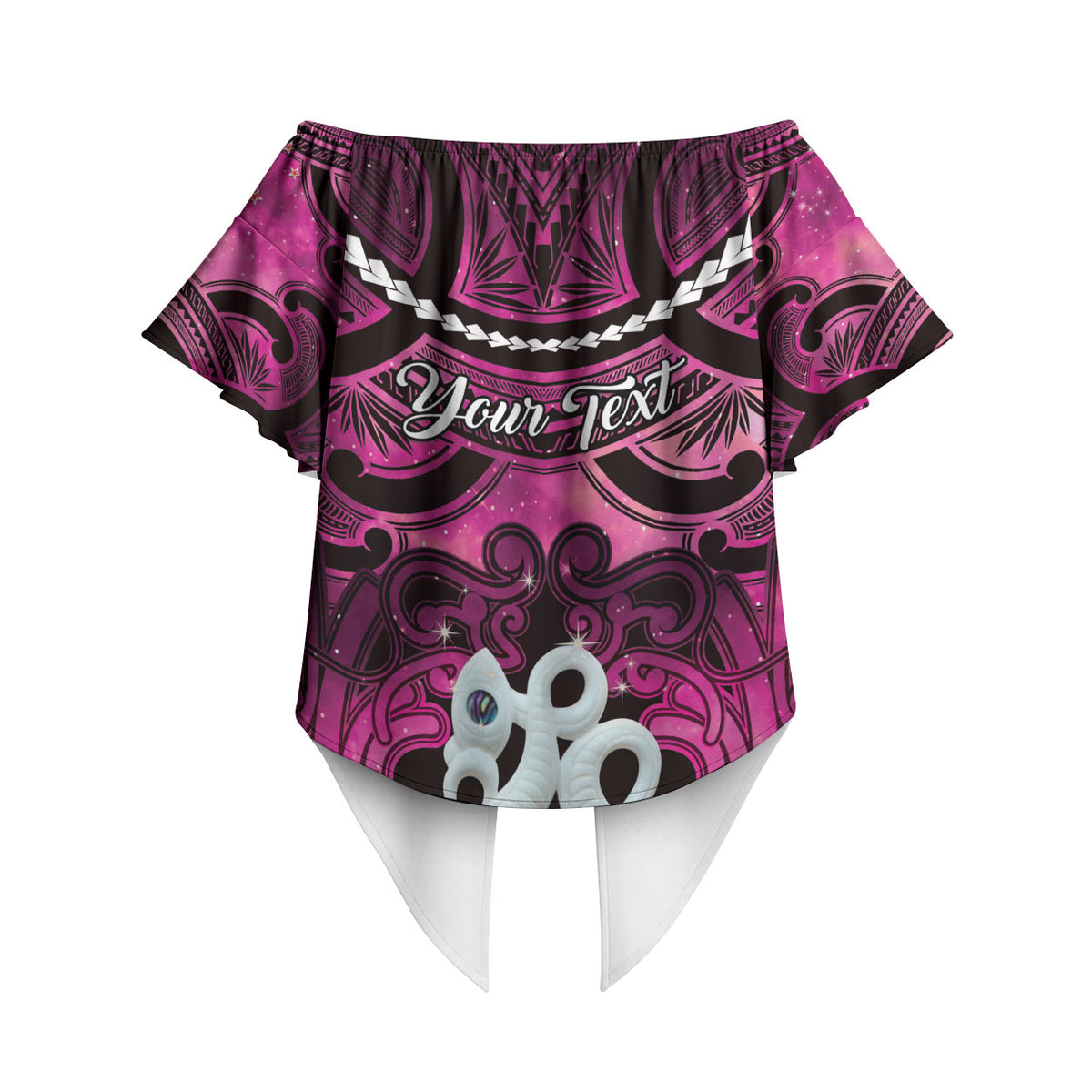Personalised Maori Matariki Manaia Mawhero Off Shoulder Wrap Waist Top Maori Kowhaiwhai Pattern Galaxy LT01 - Polynesian Pride