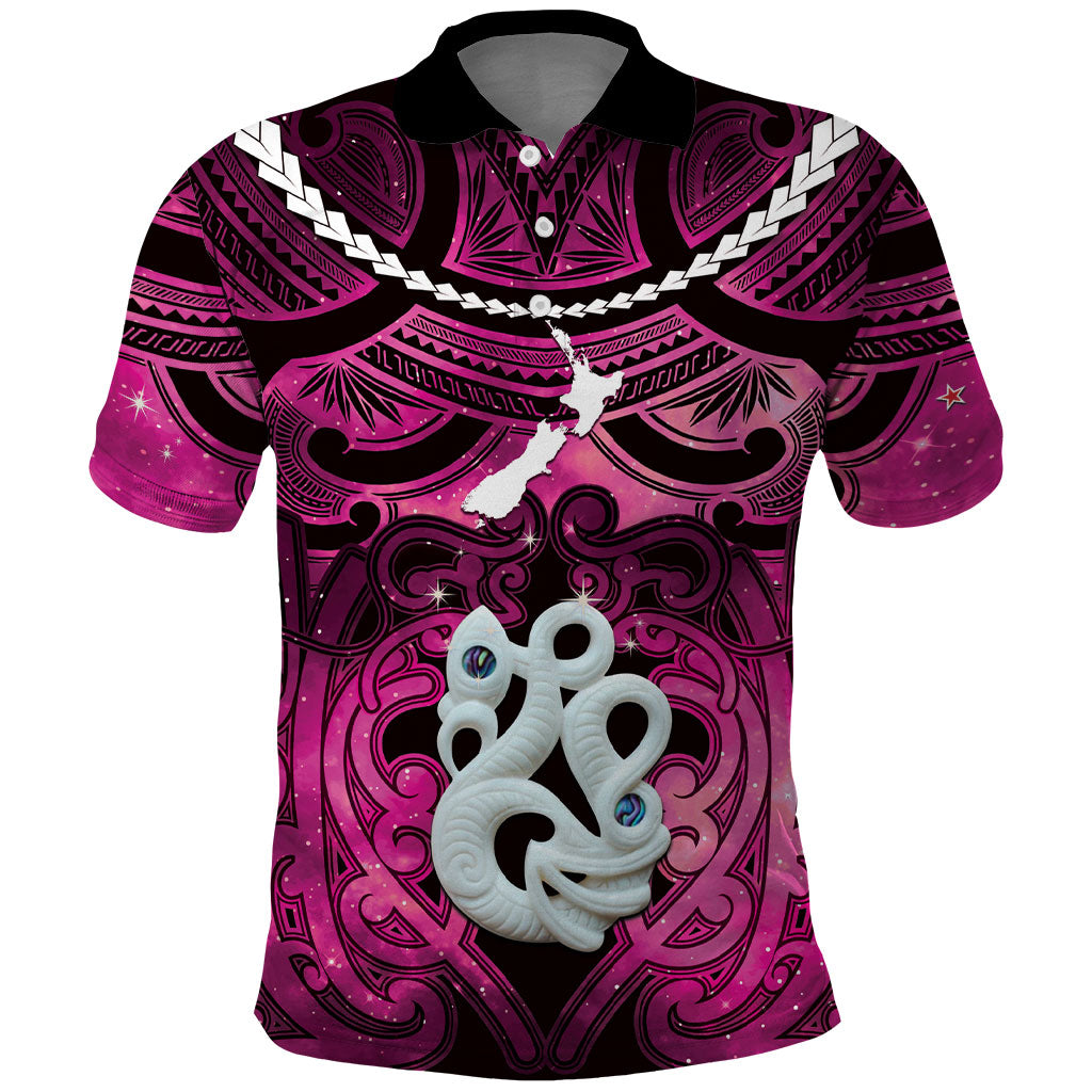 Personalised Maori Matariki Manaia Mawhero Polo Shirt Maori Kowhaiwhai Pattern Galaxy
