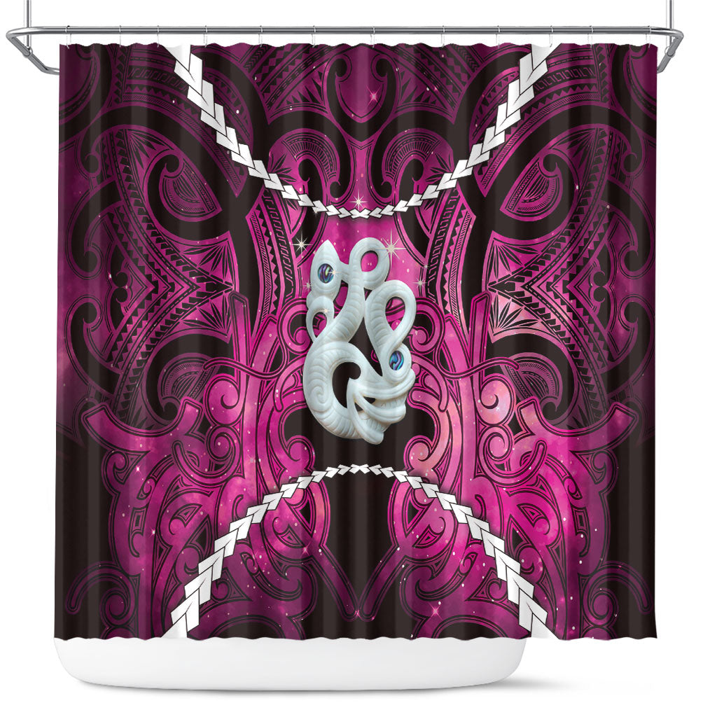 Maori Matariki Manaia Mawhero Shower Curtain Maori Kowhaiwhai Pattern Galaxy
