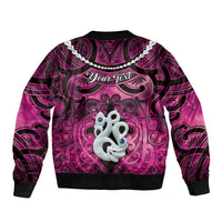 Personalised Maori Matariki Manaia Mawhero Sleeve Zip Bomber Jacket Maori Kowhaiwhai Pattern Galaxy