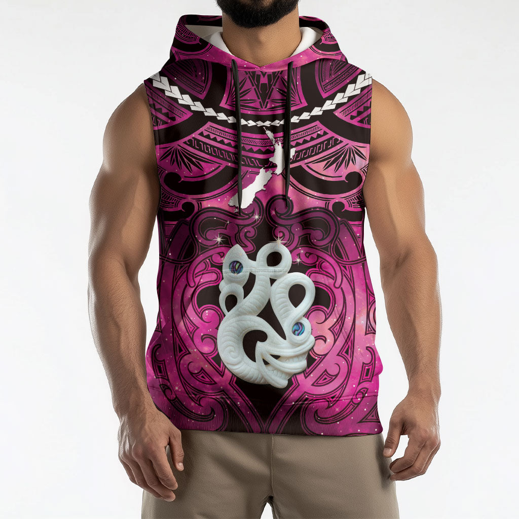 Personalised Maori Matariki Manaia Mawhero Sleeveless Hoodie Maori Kowhaiwhai Pattern Galaxy